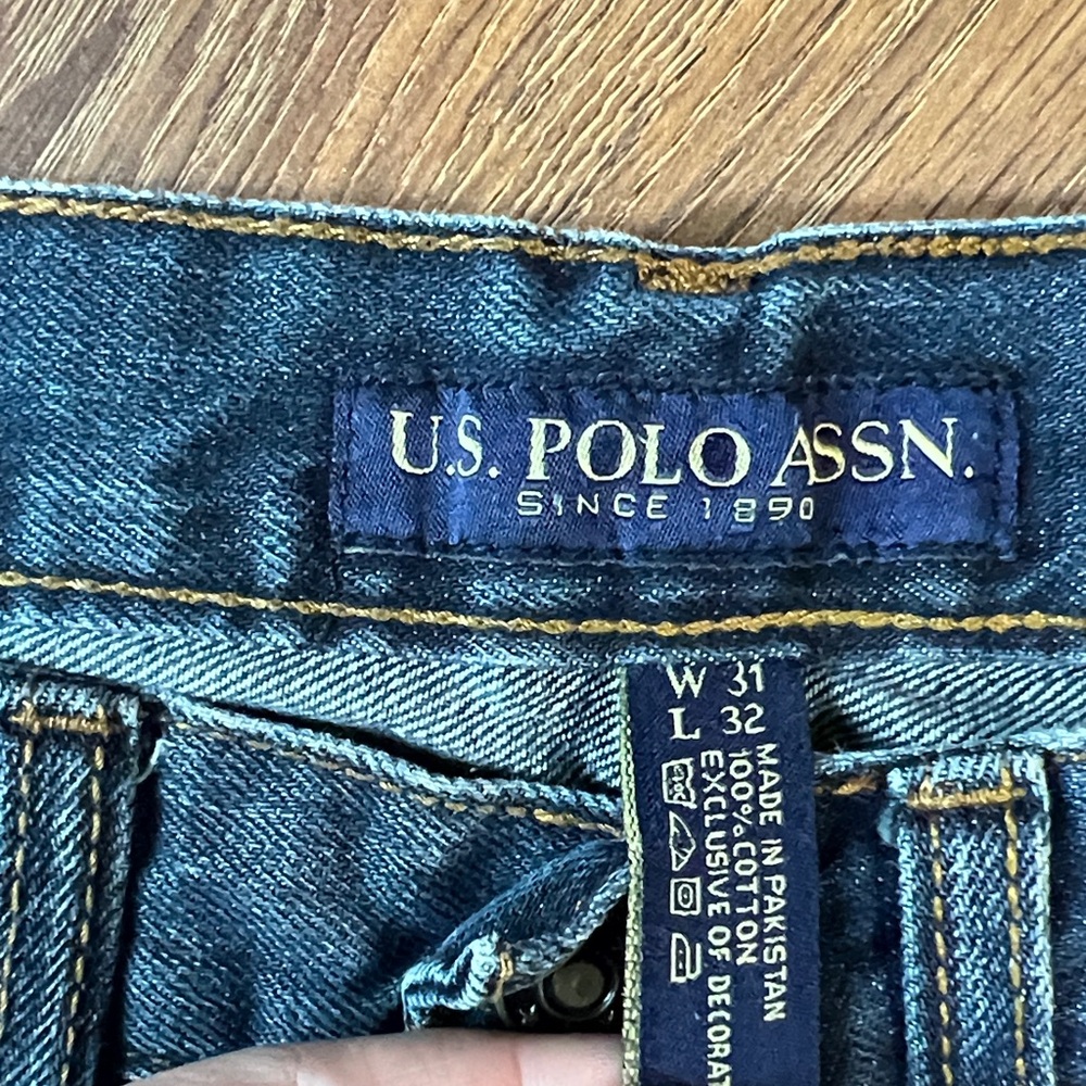 U.S. Polo Assn. Dark Blue Straight Jeans - Distressed Denim - Picture 3 of 9